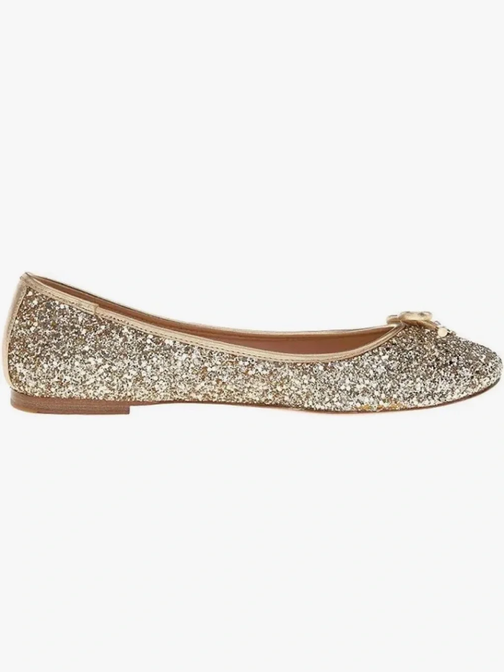 Kate Spade NY Gold Glitter Willa Ballet Flat with Bow Charm